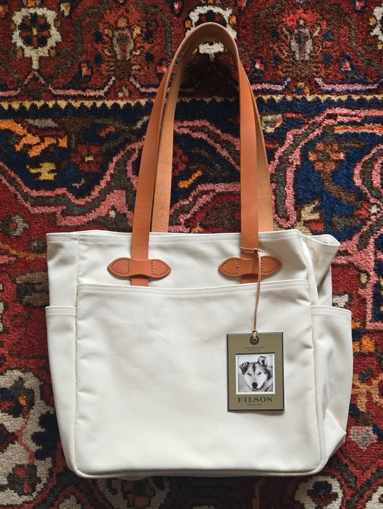 Filson Other - NWT Filson Cream Canvas Tote with Tan Leather Handles